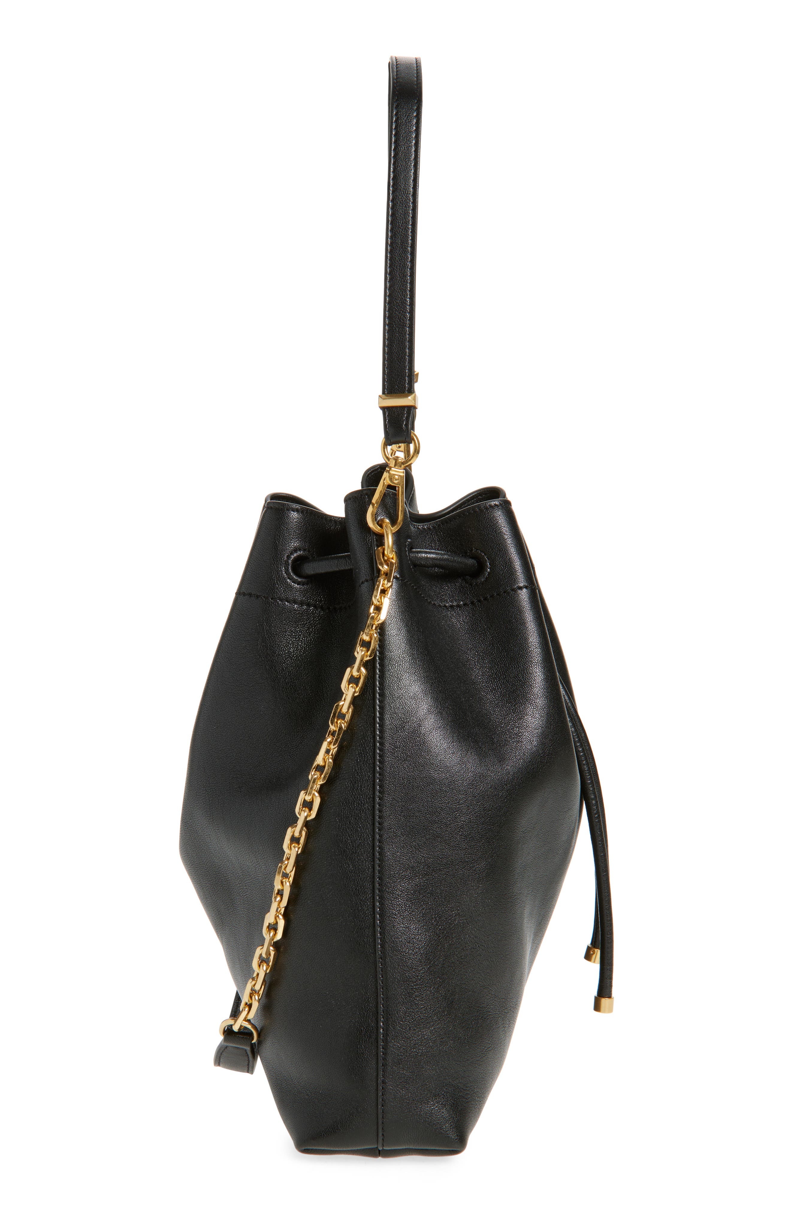 Jimmy Choo Cinch Leather Bucket Bag in Black/Gold at Nordstrom - 5
