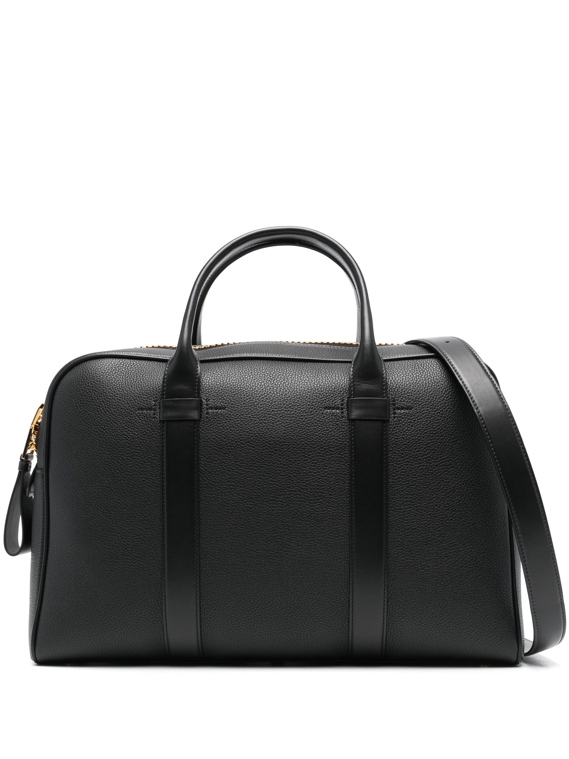 BlackGrained Leather Tote Bag - 1