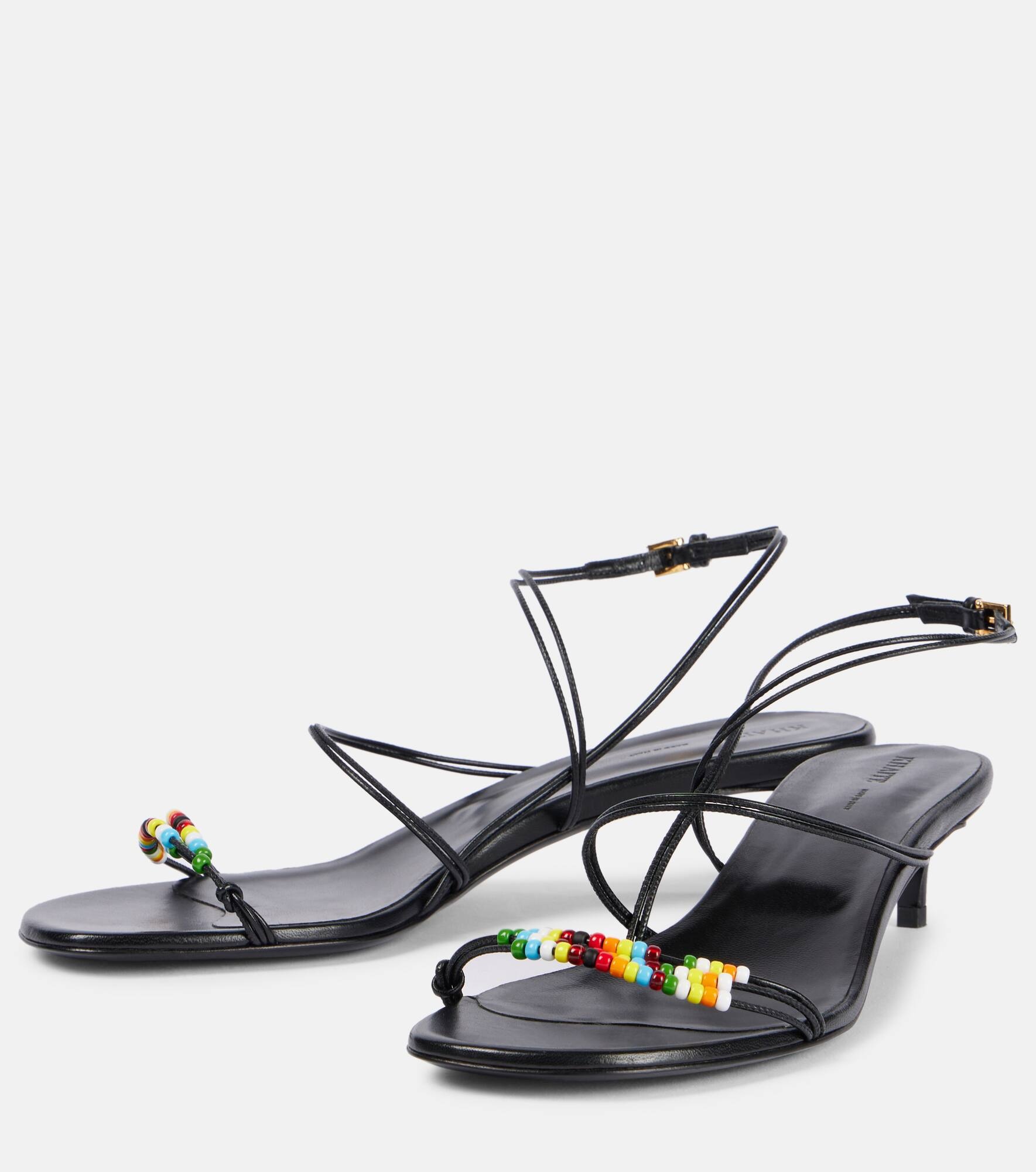 Loop beaded leather sandals - 4