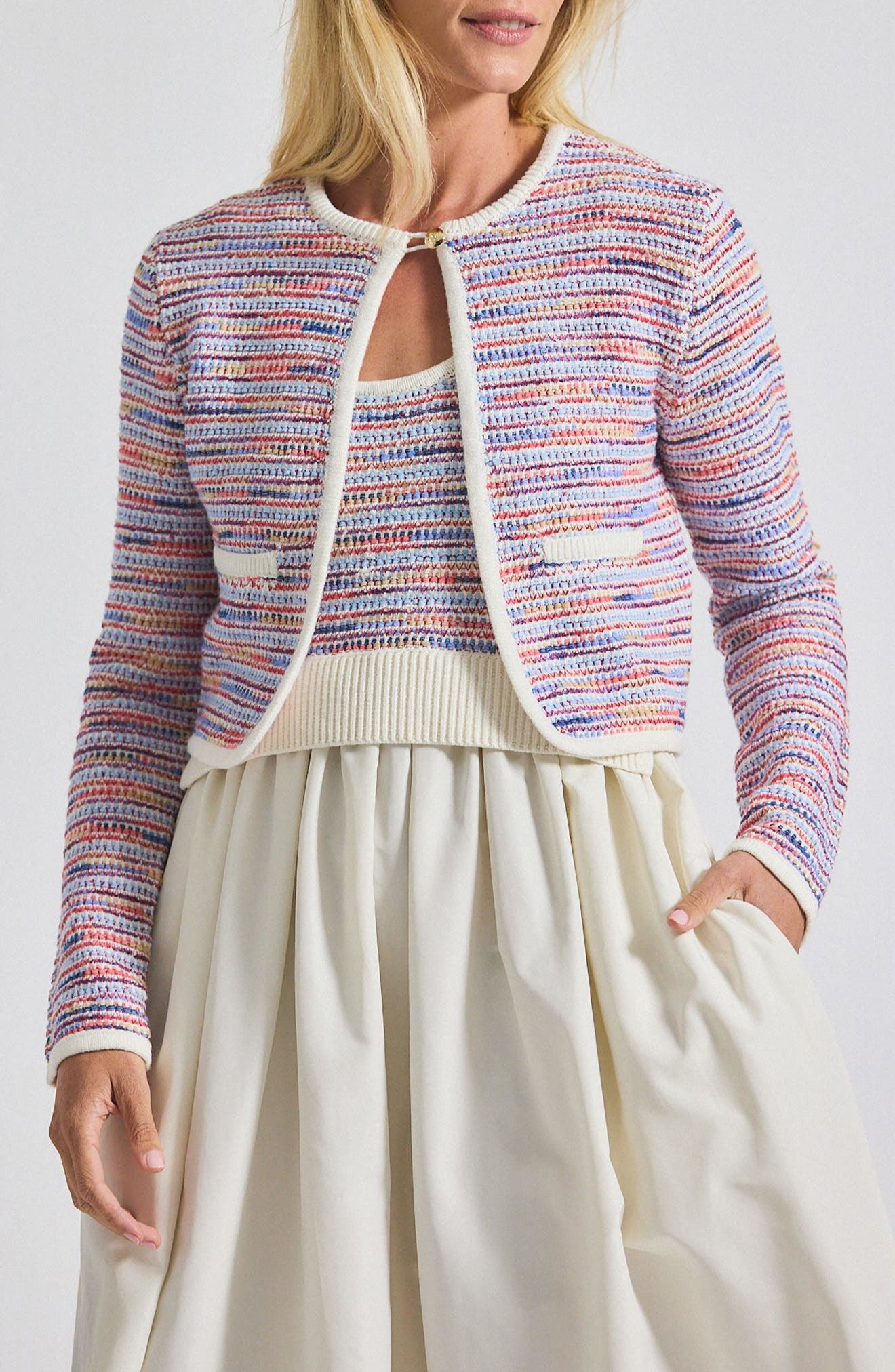 Derek Lam 10 Crosby Findley Space Dye Cardigan in Raspberry Multi at Nordstrom - 1