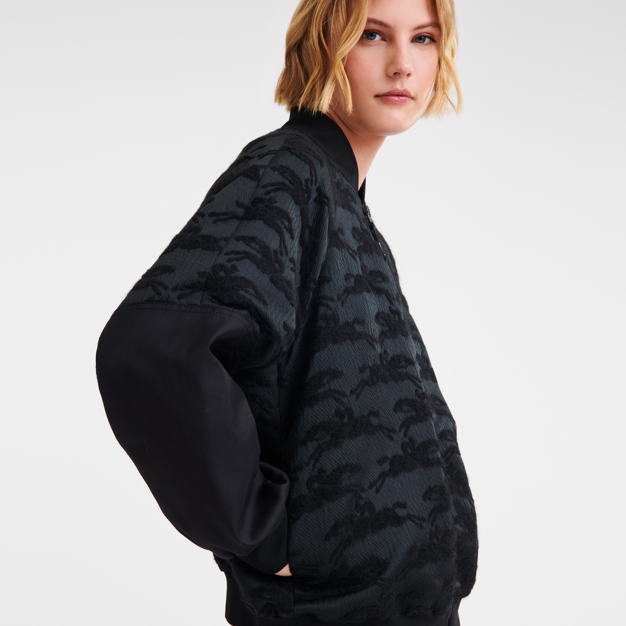 Bomber spirit short blouson Black - Jacquard fabric - 4