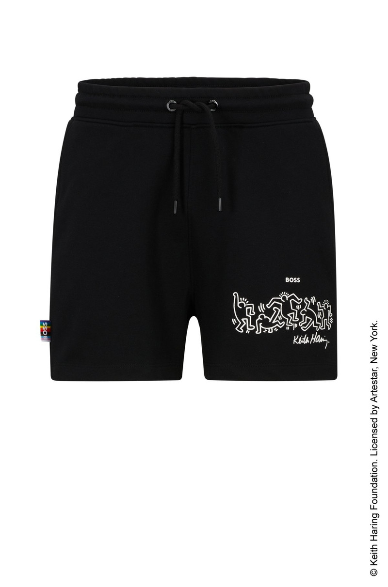BOSS X KEITH HARING GENDER-NEUTRAL SHORTS IN COTTON-BLEND TERRY 1