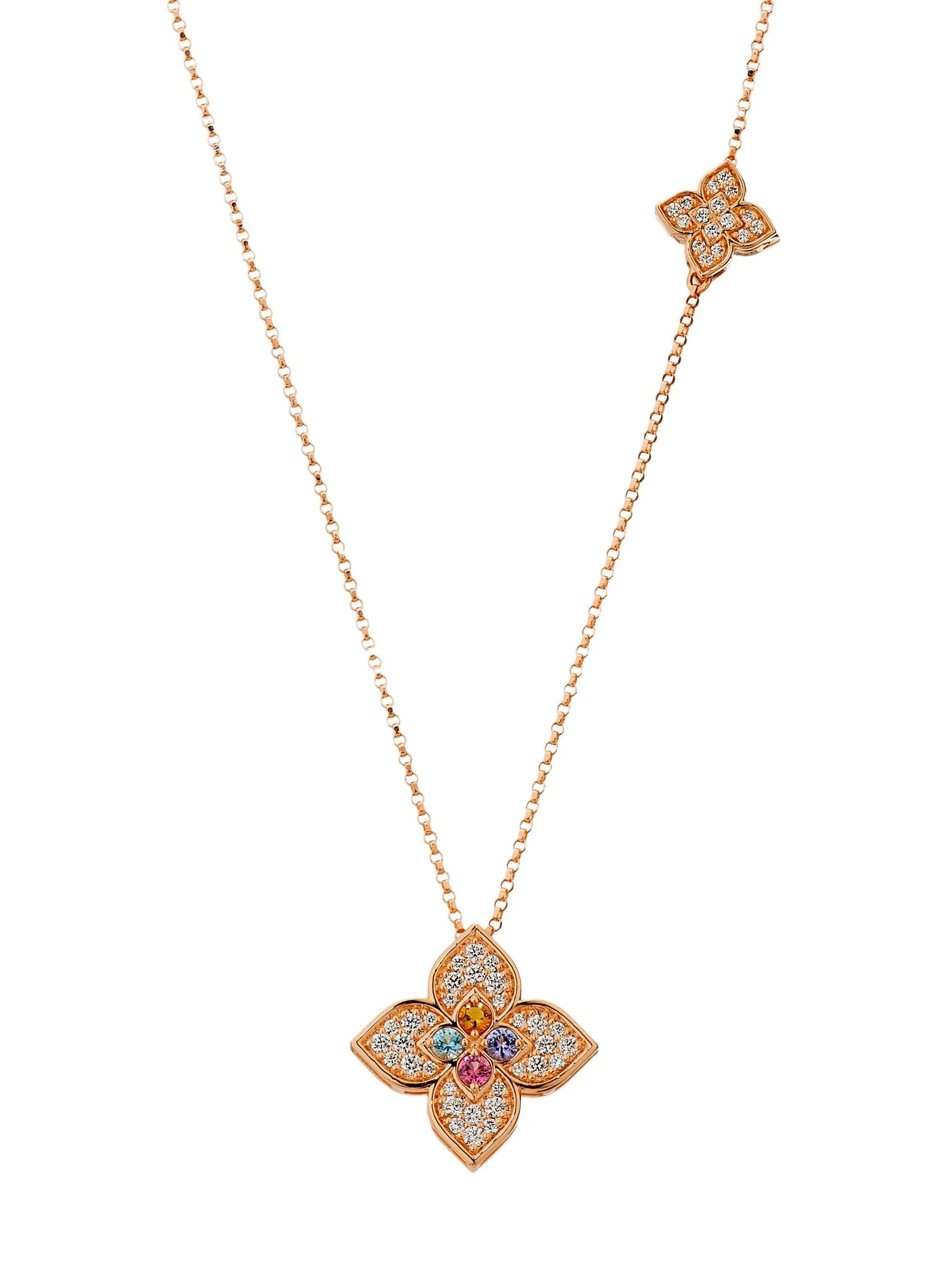 Women's Venetian Princess Carnivale 18K Rose Gold & Multi-Gemstone Flower Pendant Necklace/31" - Ros - 1