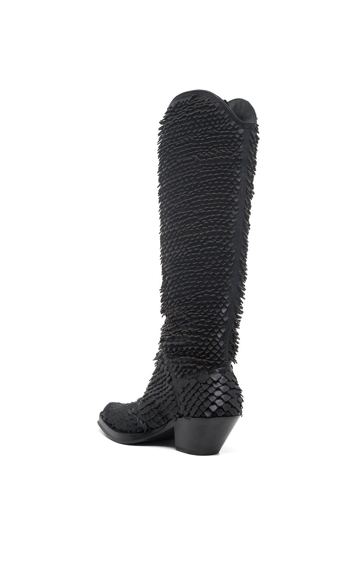 Capitana Cowboy Boot in Black Leather Snake Scales - 4