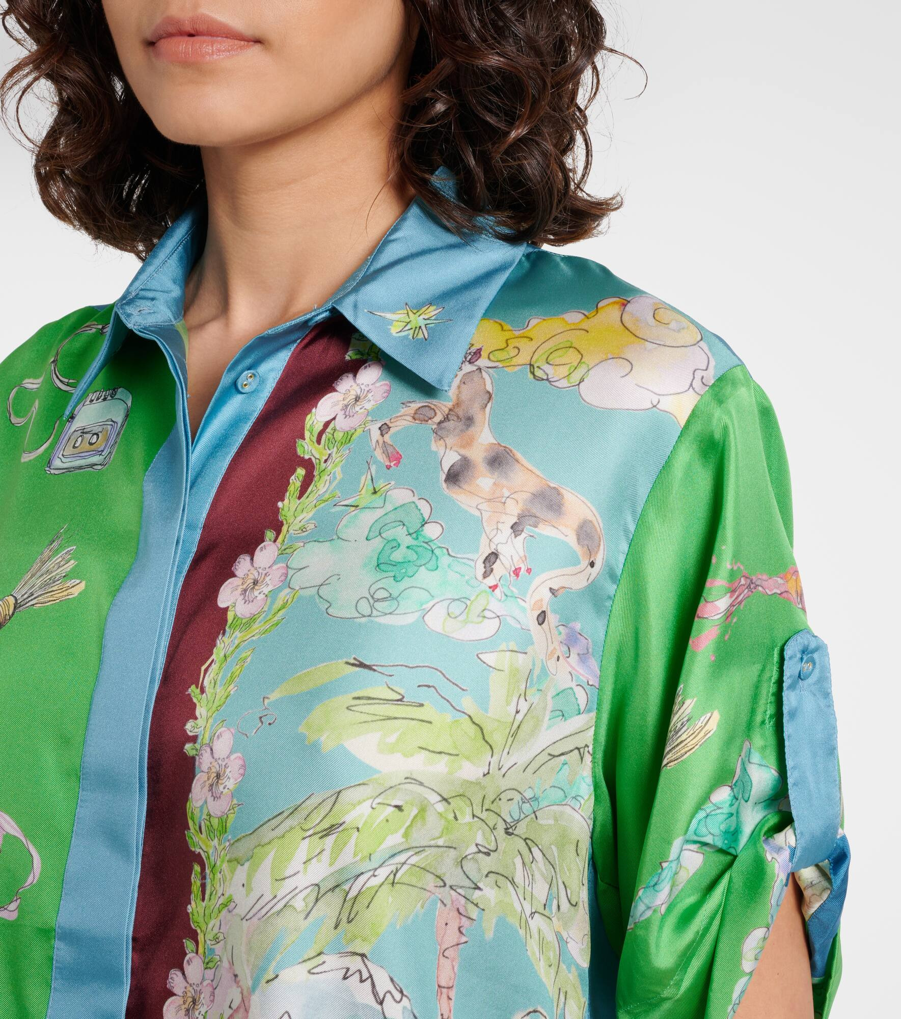 Daria printed silk satin shirt - 4
