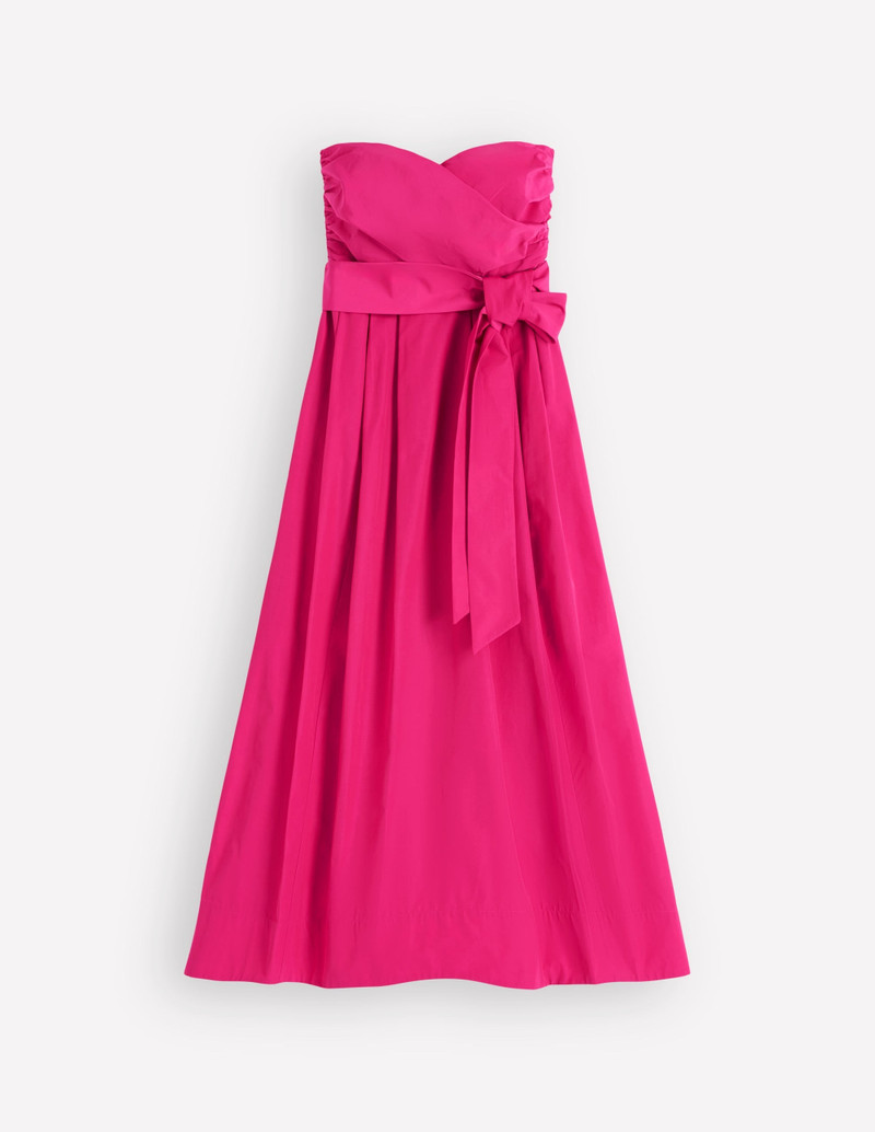 Strapless Taffeta Dress-Bright Pink 1