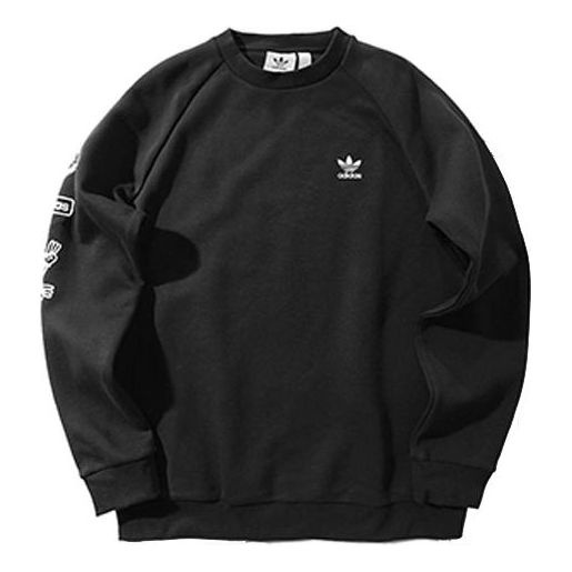 adidas originals Graphic Crew logo Printing Casual Sports Round Neck Pullover Black DP8576 - 1