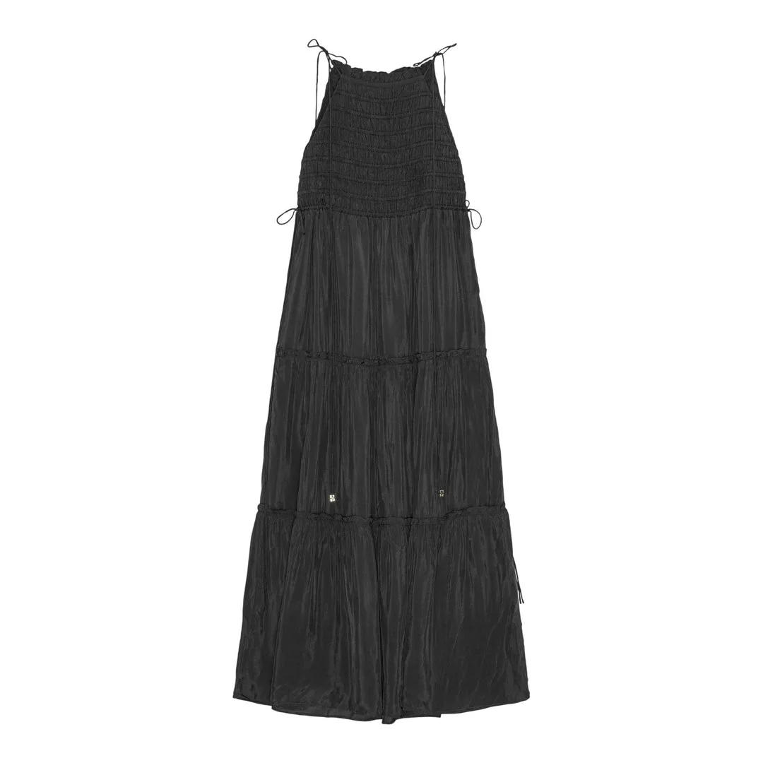 Viscose Habotai Maxi Smock Tie Dress - 1