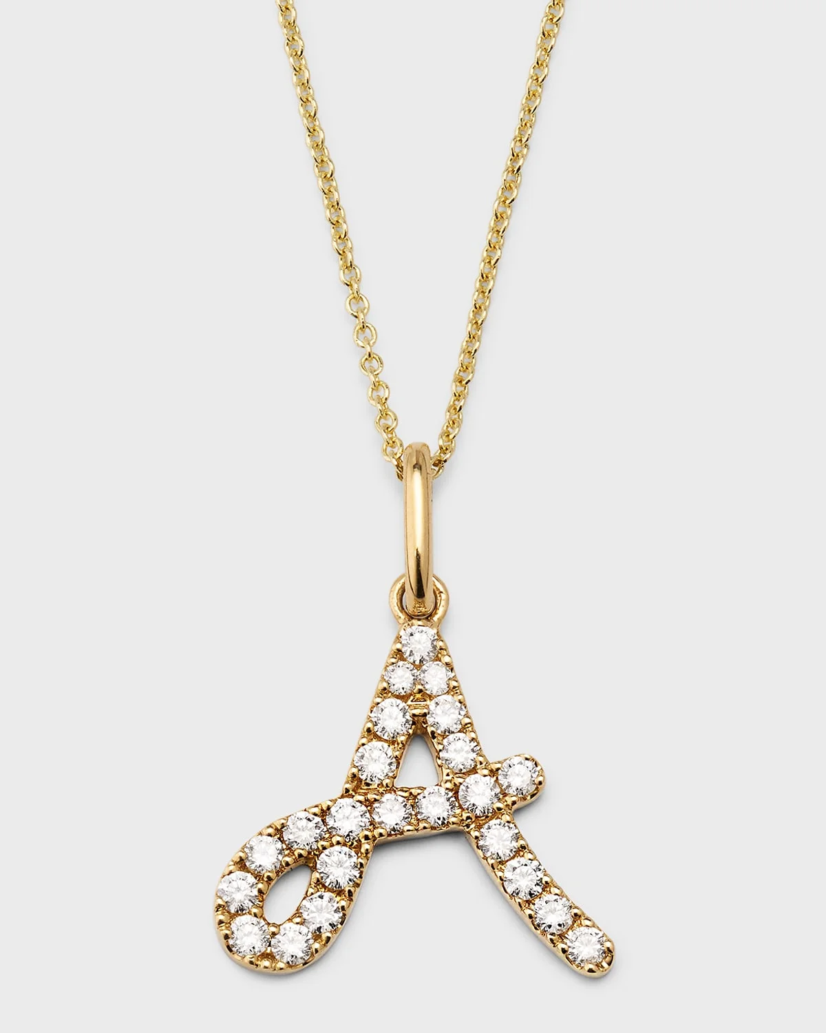 14k Diamond Pave Initial Necklace - 1