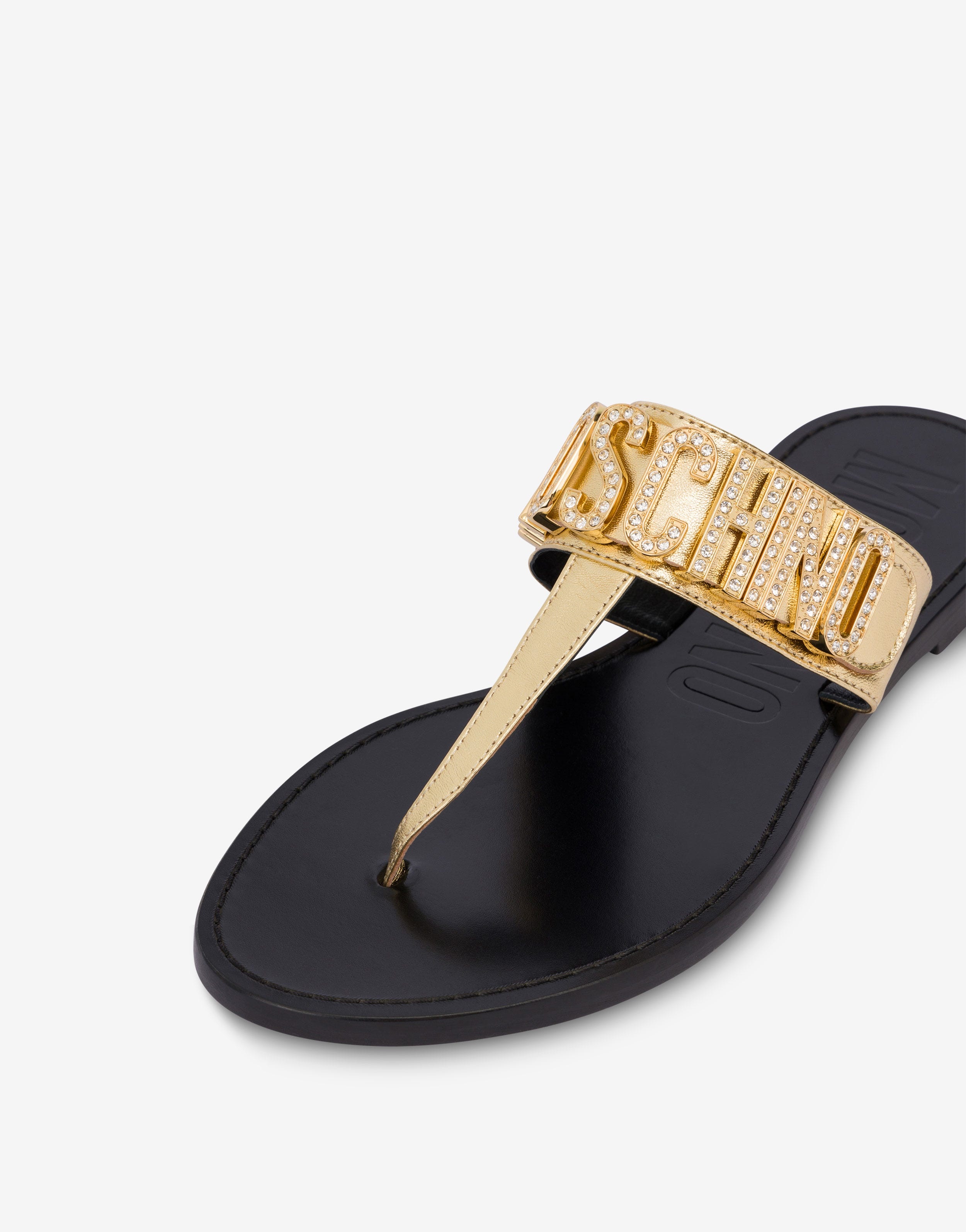 CRYSTAL LOGO FOILED THONG SANDALS - 4