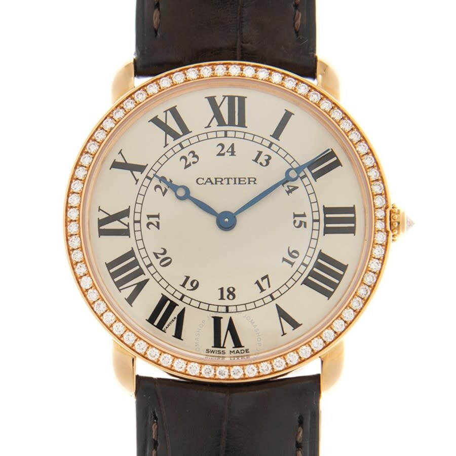 Pre-owned Cartier Ronde Louis Cartier GMT Diamond Silver Dial Ladies Watch WR000651 - 2