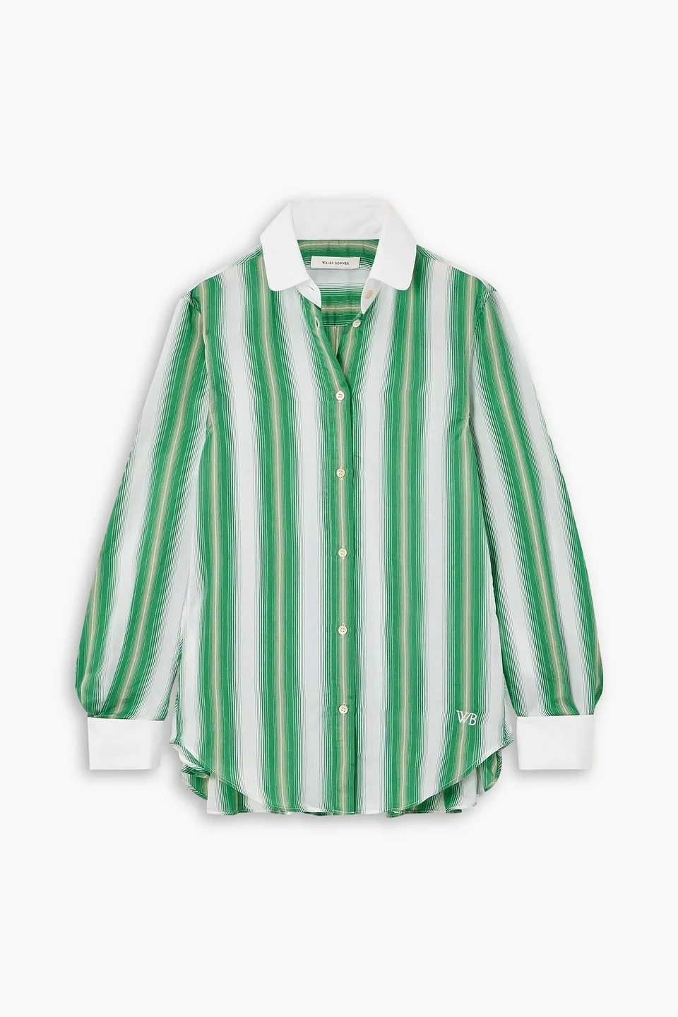 Embroidered striped satin shirt - 1