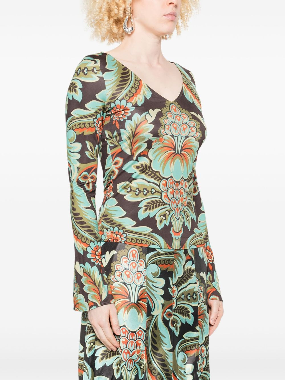 floral-print bell-sleeve T-shirt - 3