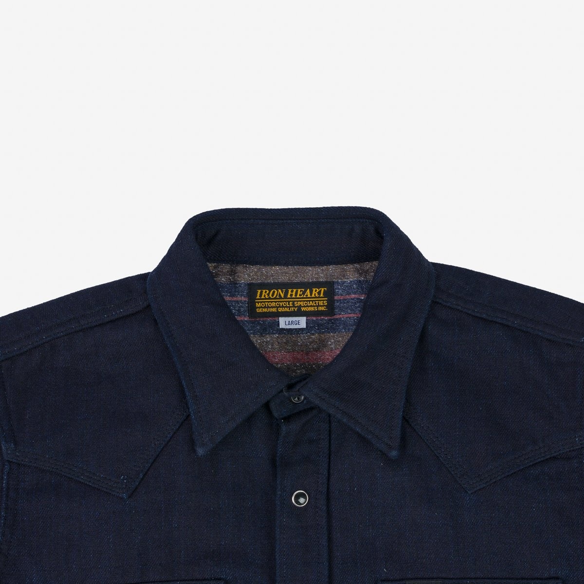 IHSH-368-IND 14oz Double Cloth Western Shirt - Indigo - 9