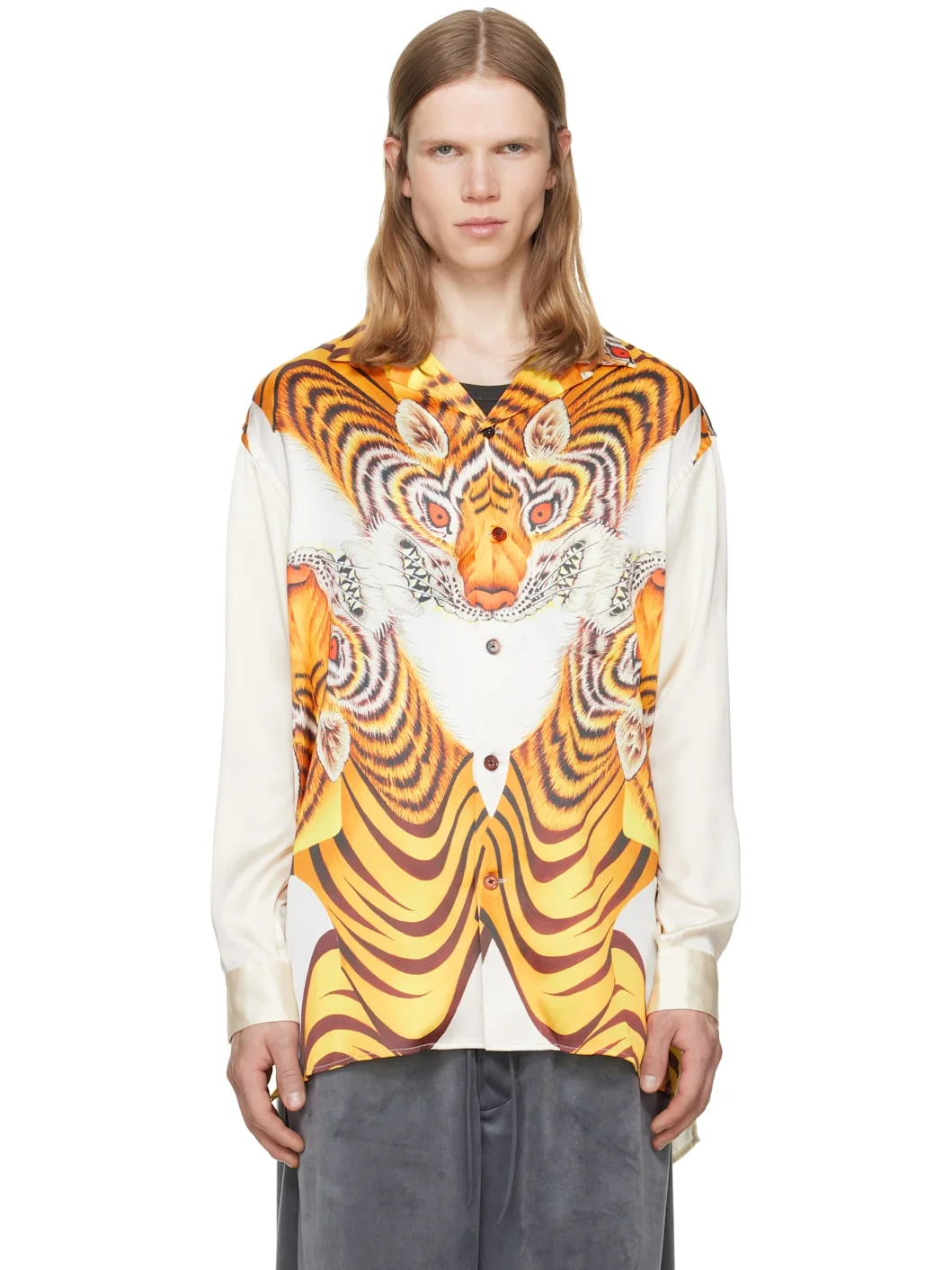 Yellow Satin Graphic Shirt - 1