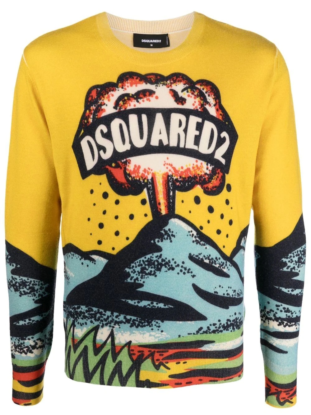 logo volcano-print wool jumper - 1