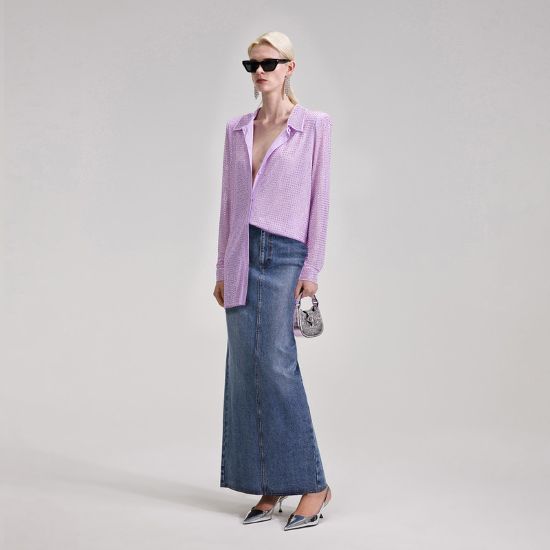 Lilac Rhinestone Mesh Shirt 2