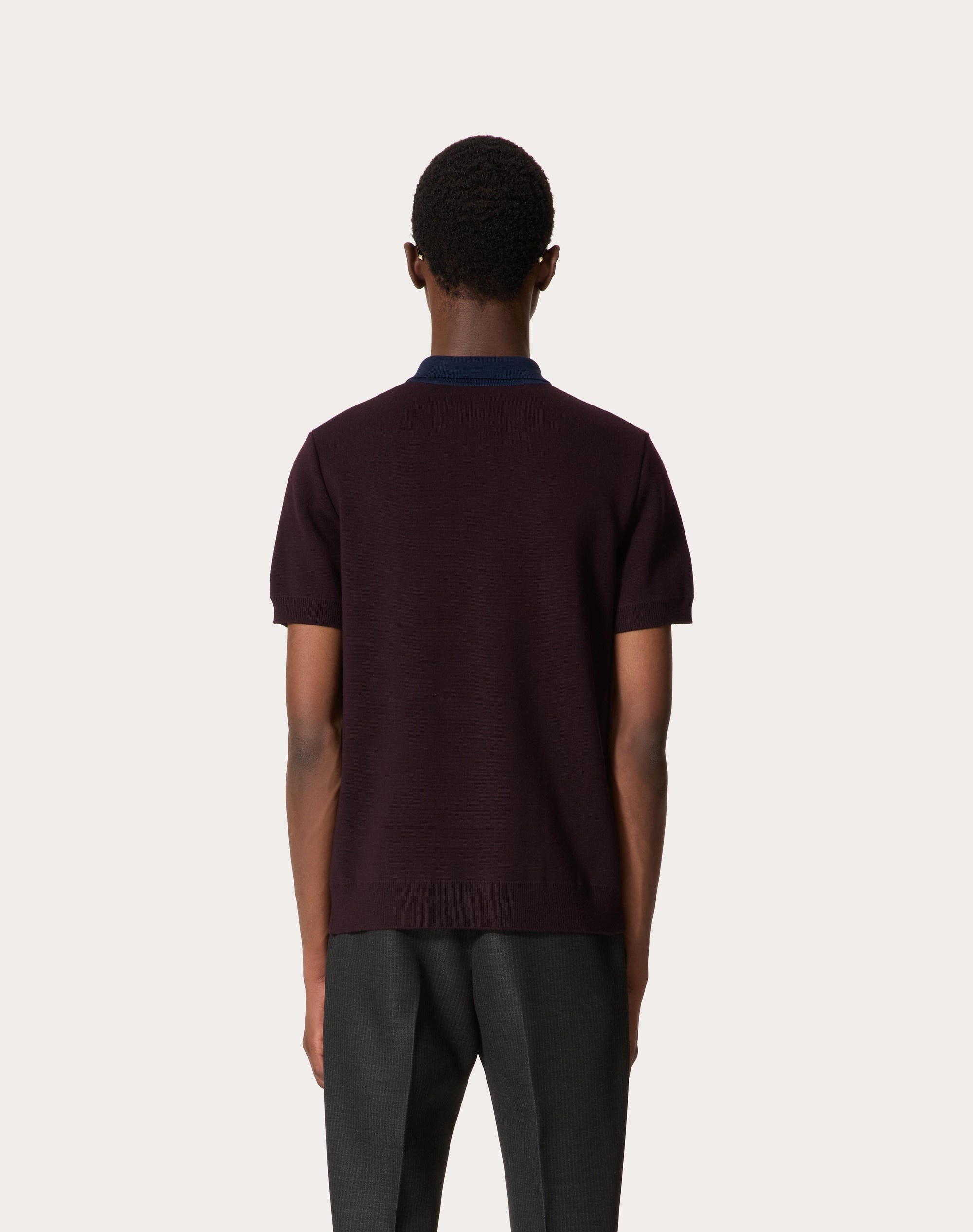 WOOL POLO SHIRT WITH VLOGO SIGNATURE EMBROIDERY - 4