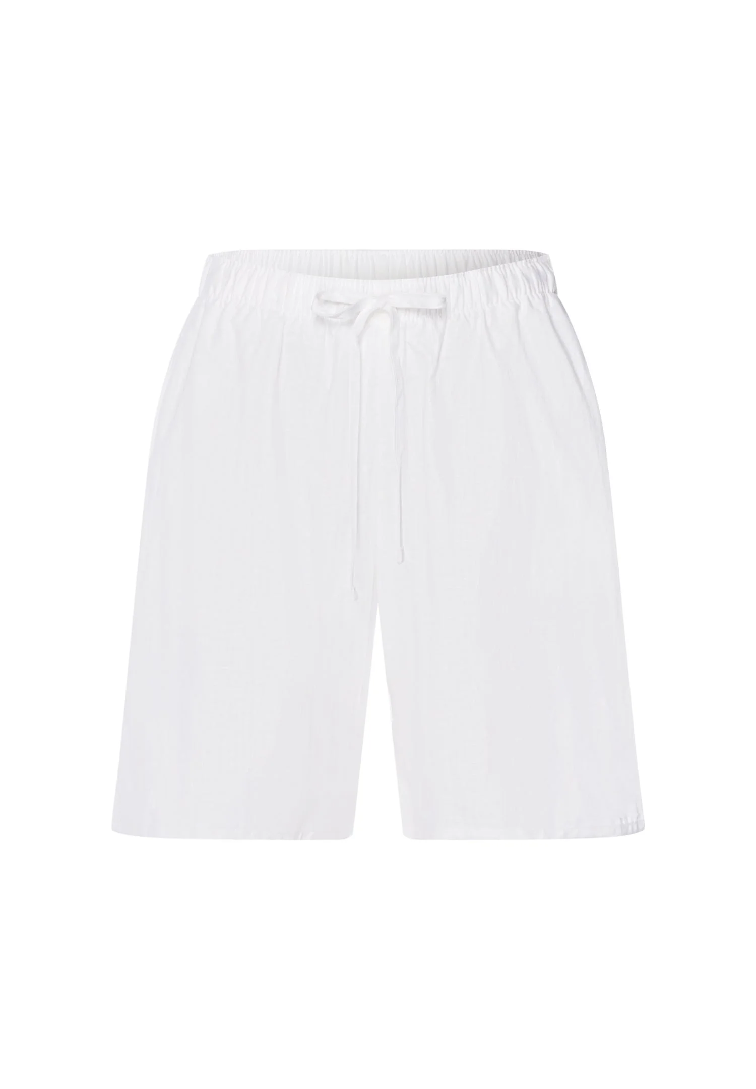 White Essentials Linen and Cotton Shorts - 1