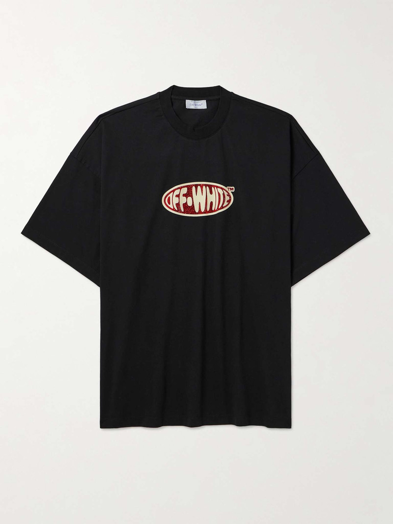 Crystal-Embellished Logo-Print Cotton-Jersey T-Shirt - 1