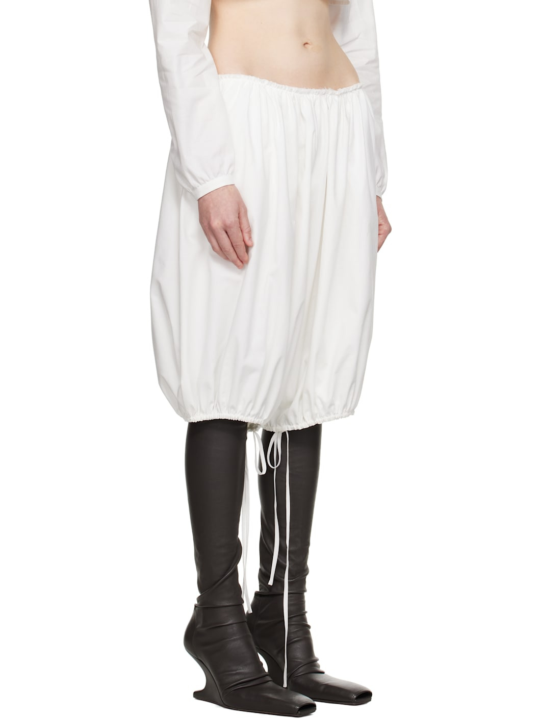 White Cotton Gathered Bloomers - 2