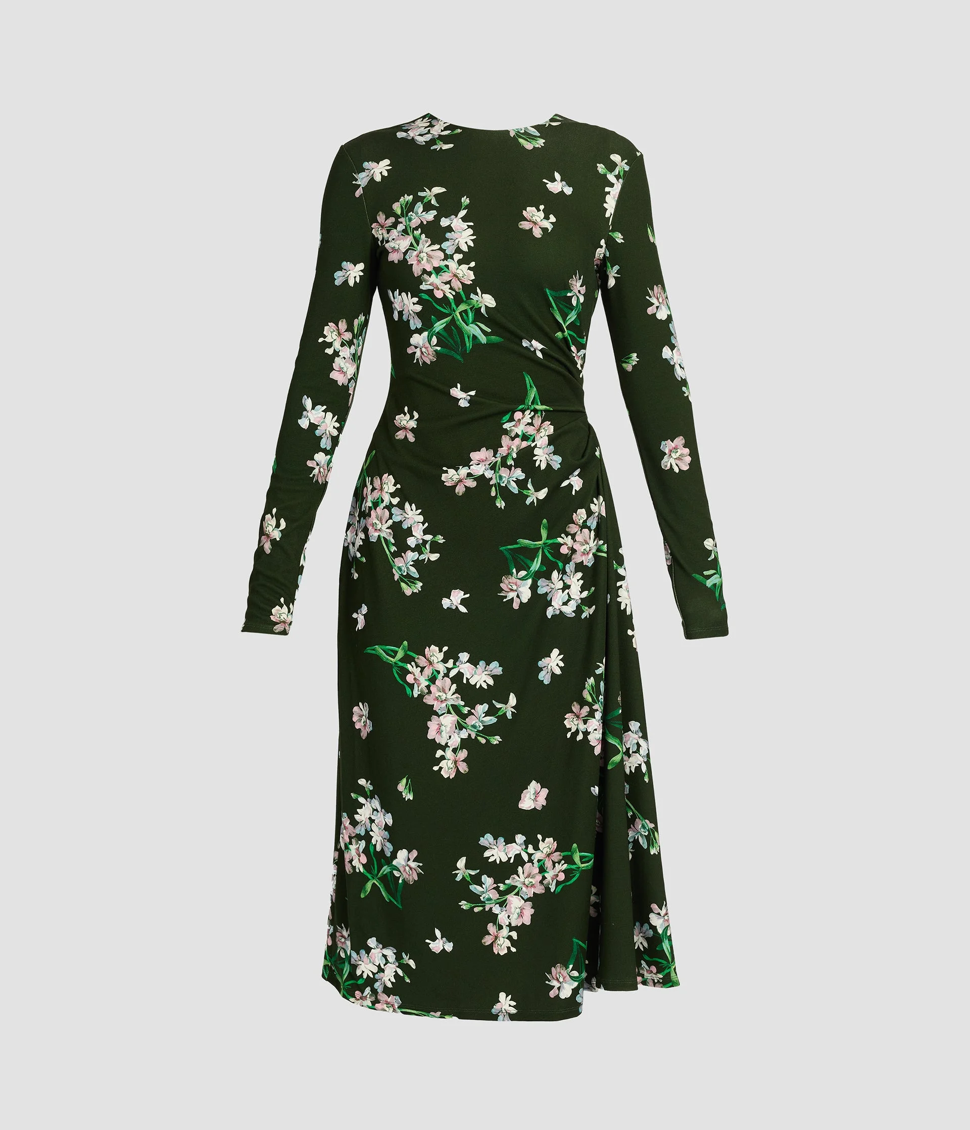 FLORAL PONTE LONG SLEEVE MIDI DRESS - 1