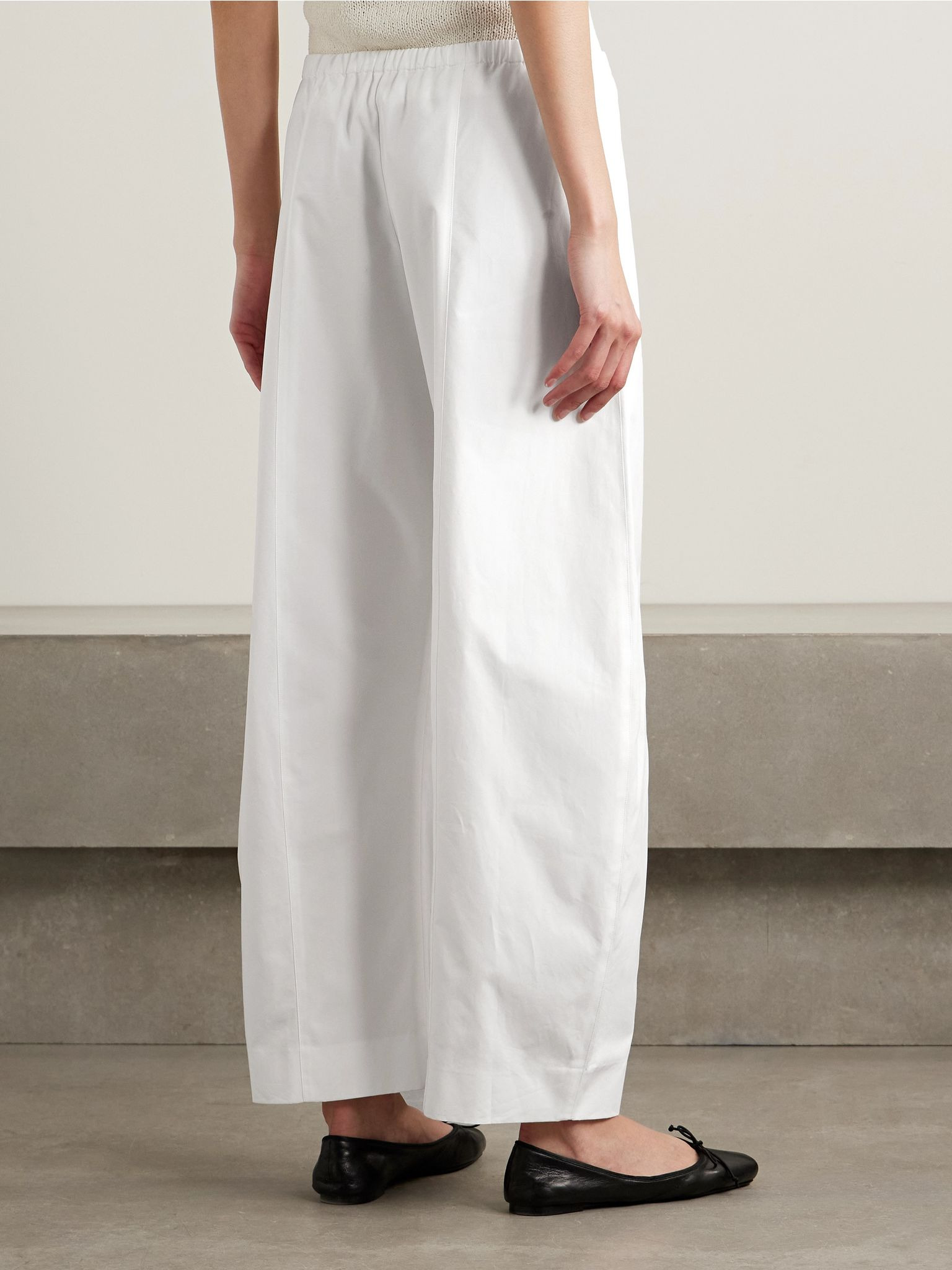 Clover cotton-poplin barrel-leg pants White - 4