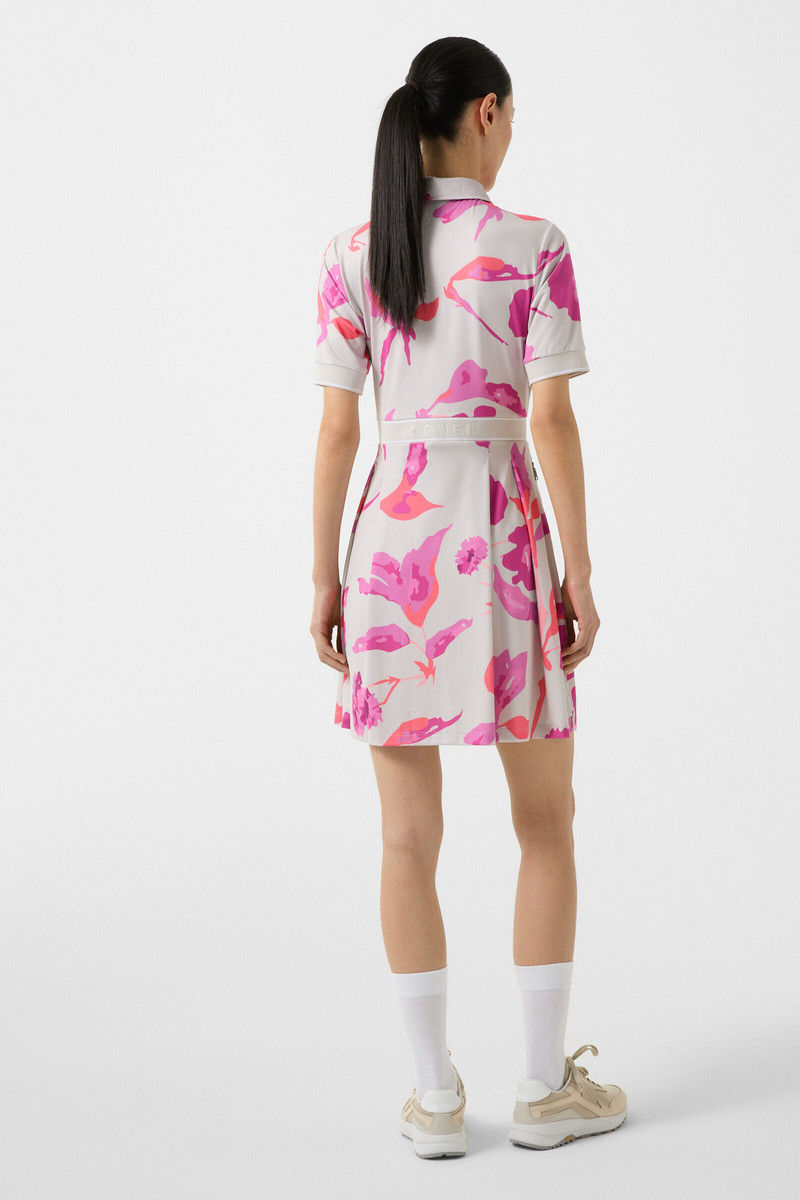 Linny functional polo dress in Beige/Pink 3