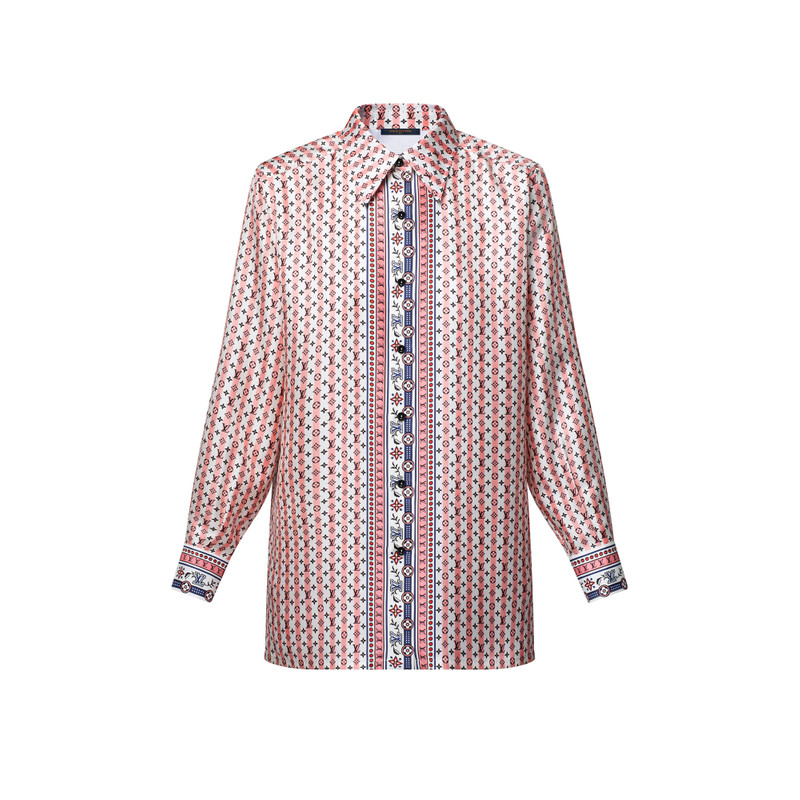 Scarf Print Silk Shirt 1