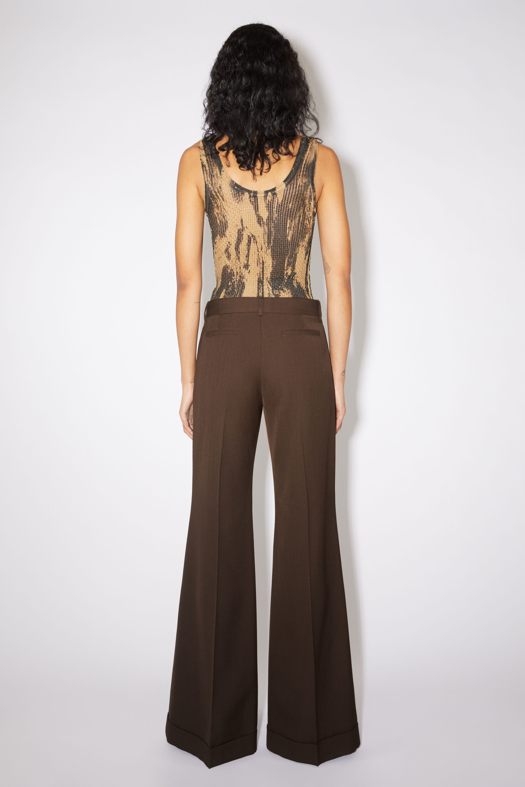 Tailored flared trousers - Chestnut brown - 3