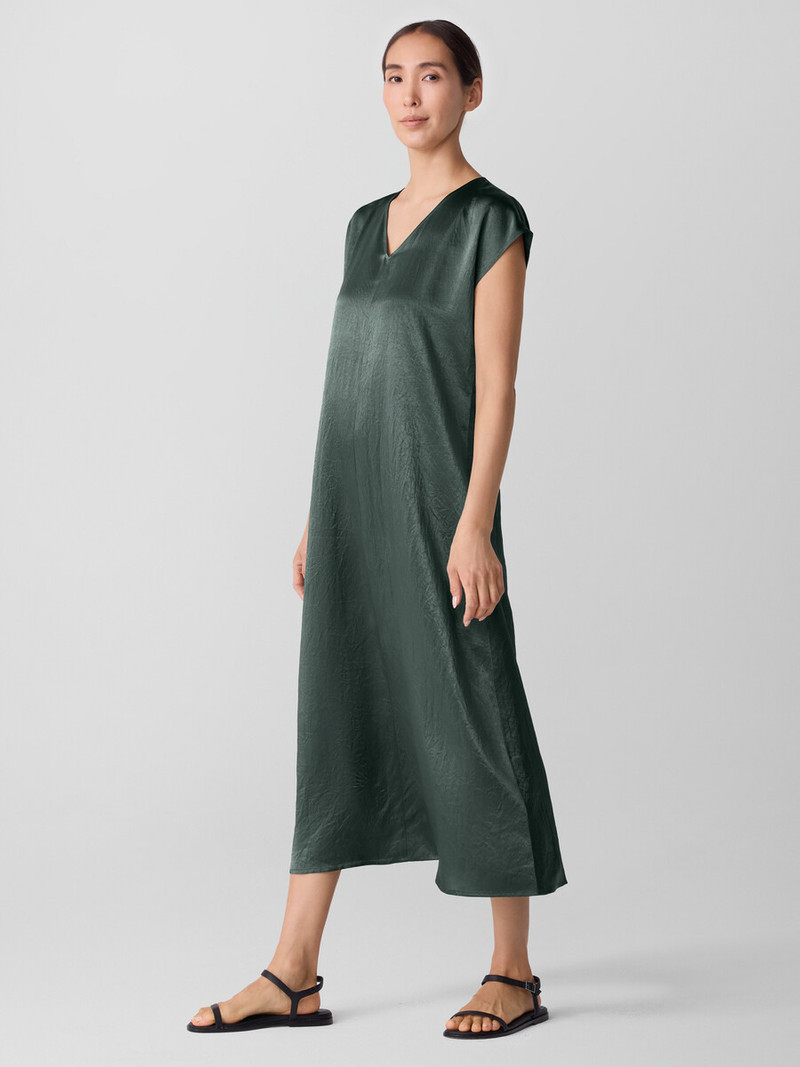 Textured Satin V-Neck Dress 3