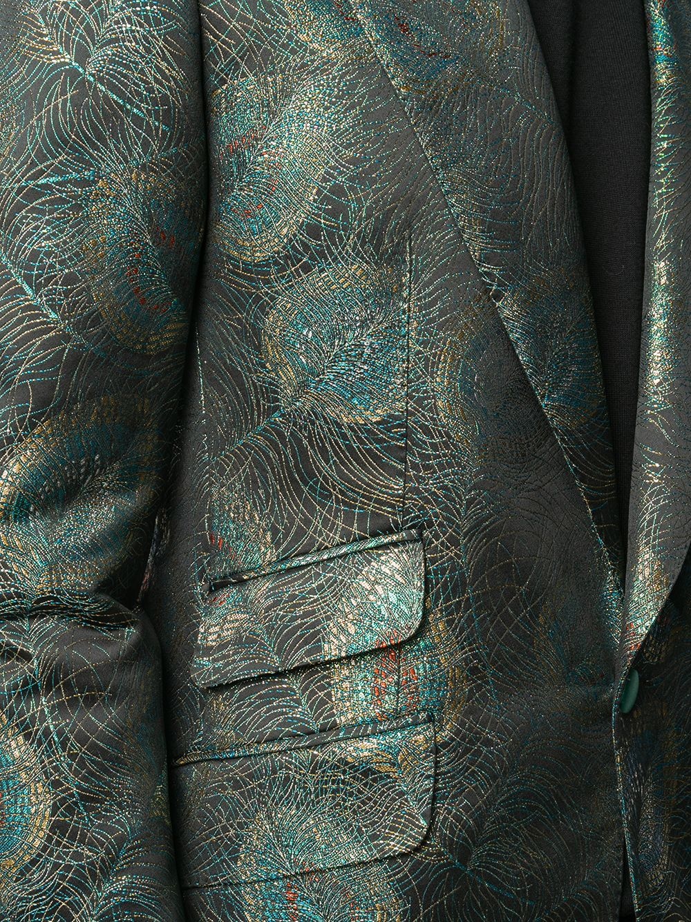 feather jacquard single-breasted blazer - 5