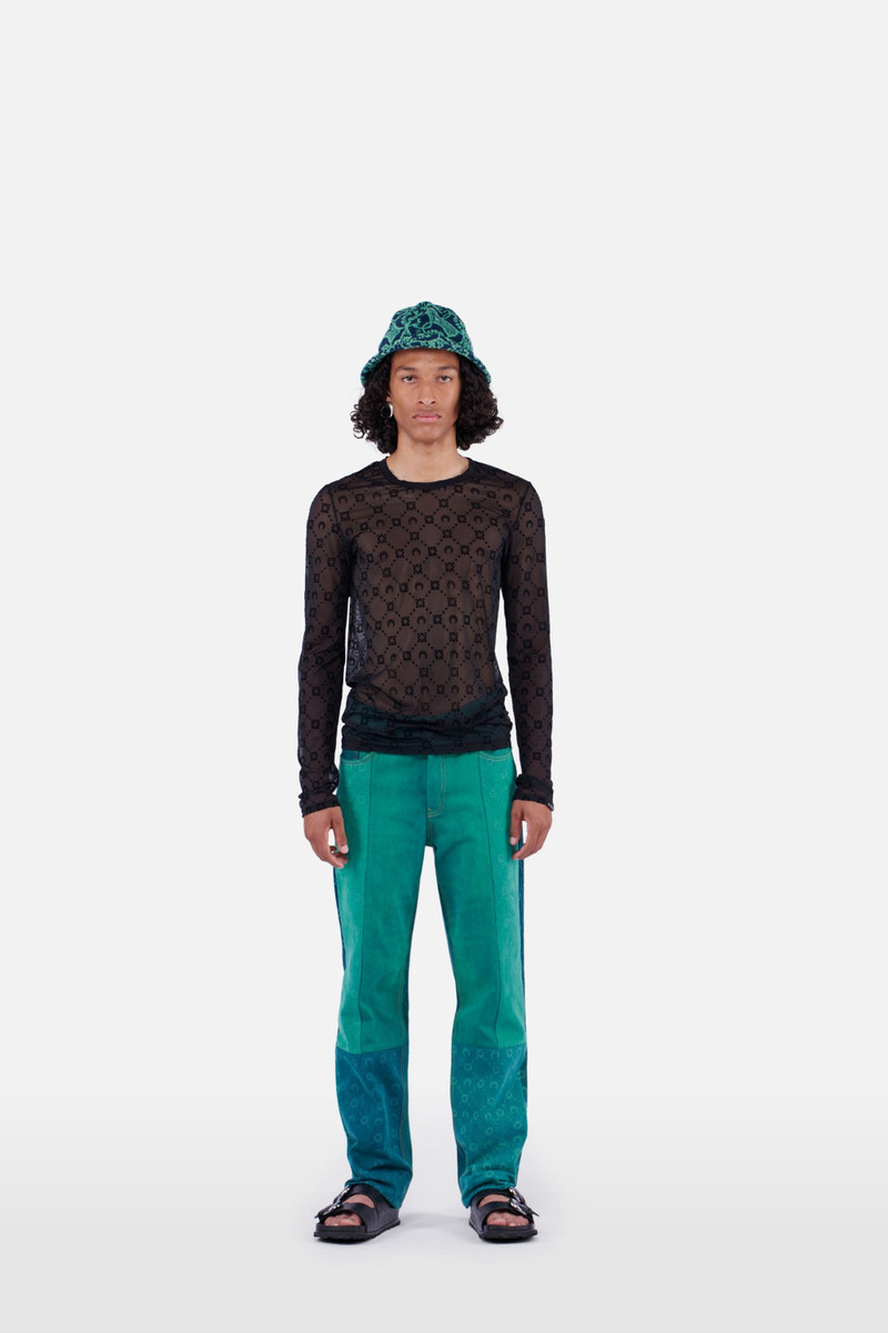 Marine Serre Regenerated Moonogram Denim Fitted Trousers outlook
