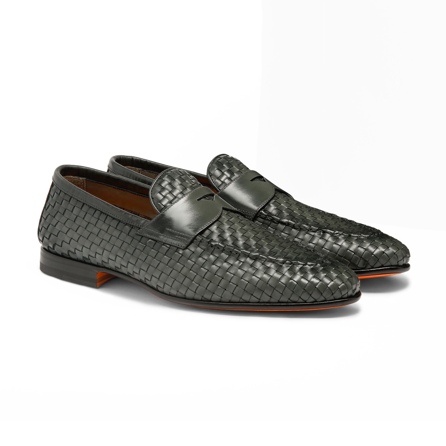 Men's green woven leather loafer - 2