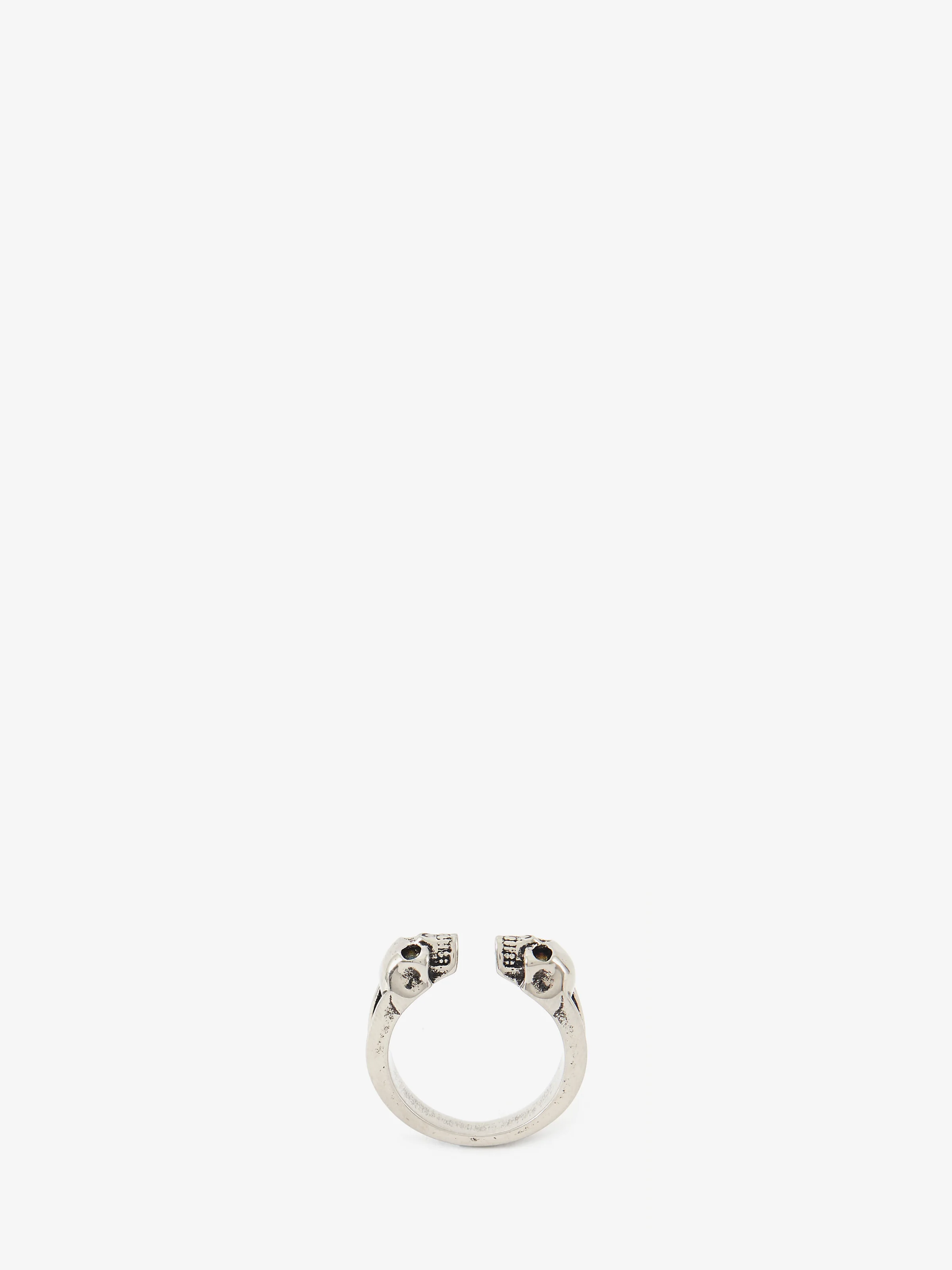 Men's Twin Skull Ring in Silver - 1