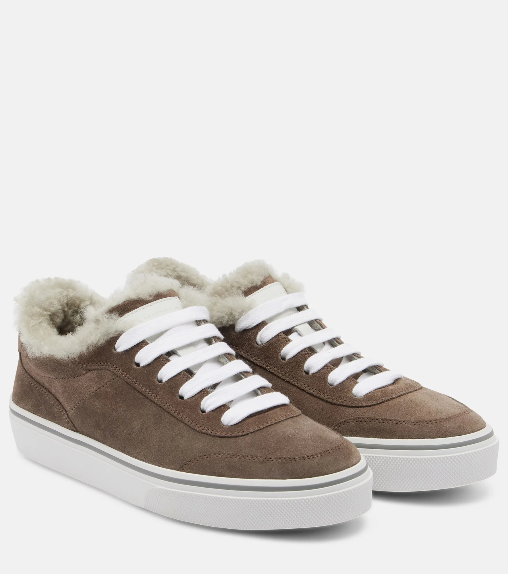 Monili shearling-trimmed suede sneakers - 1