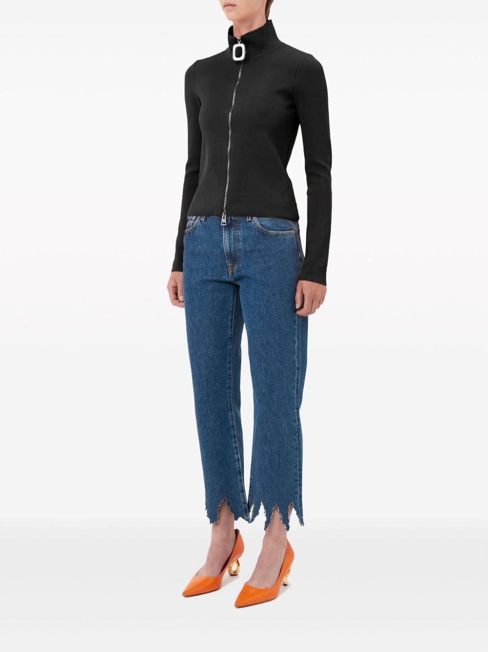 zip-up fine-knit cardigan - 2