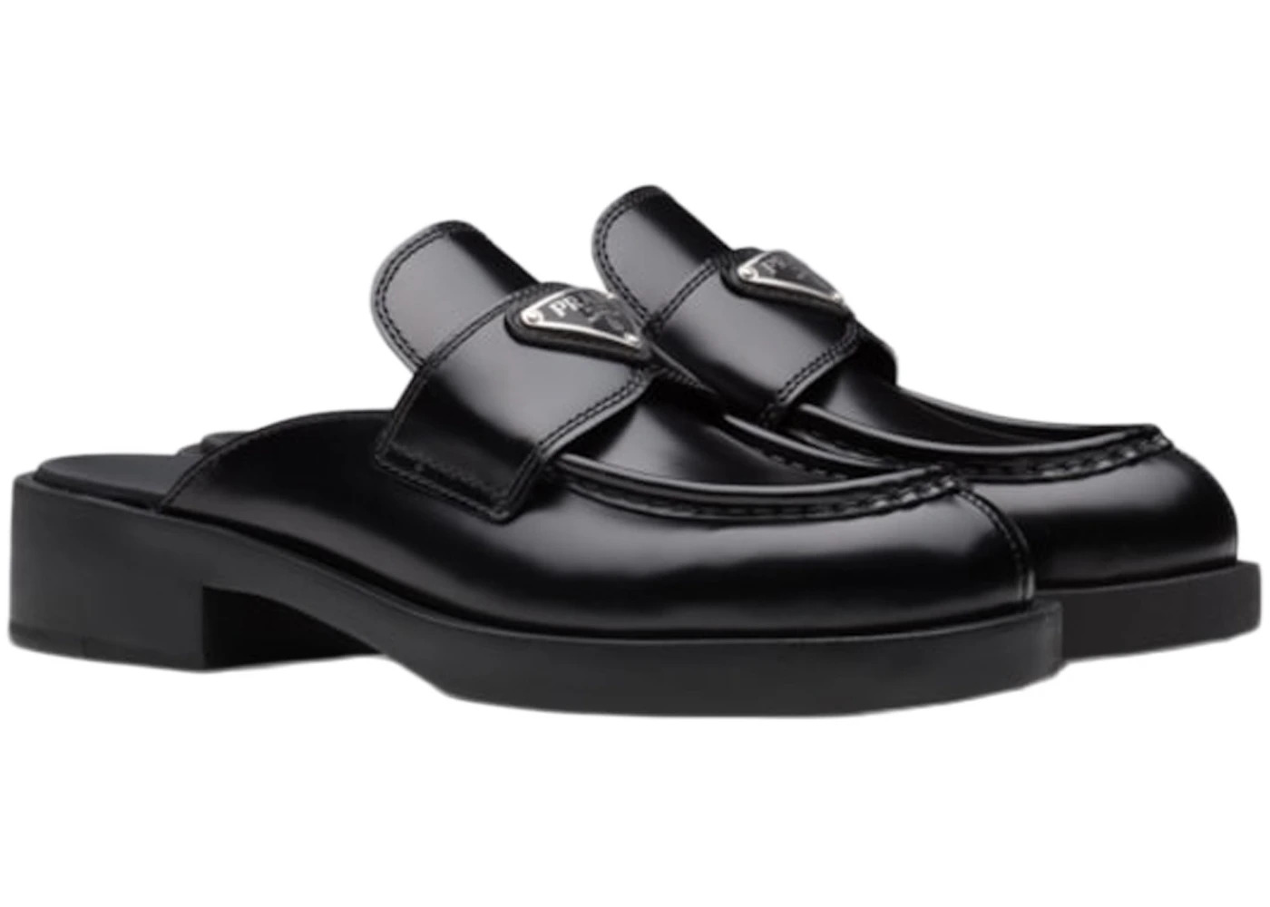 Prada 40mm Mule Black Brushed Leather - 2