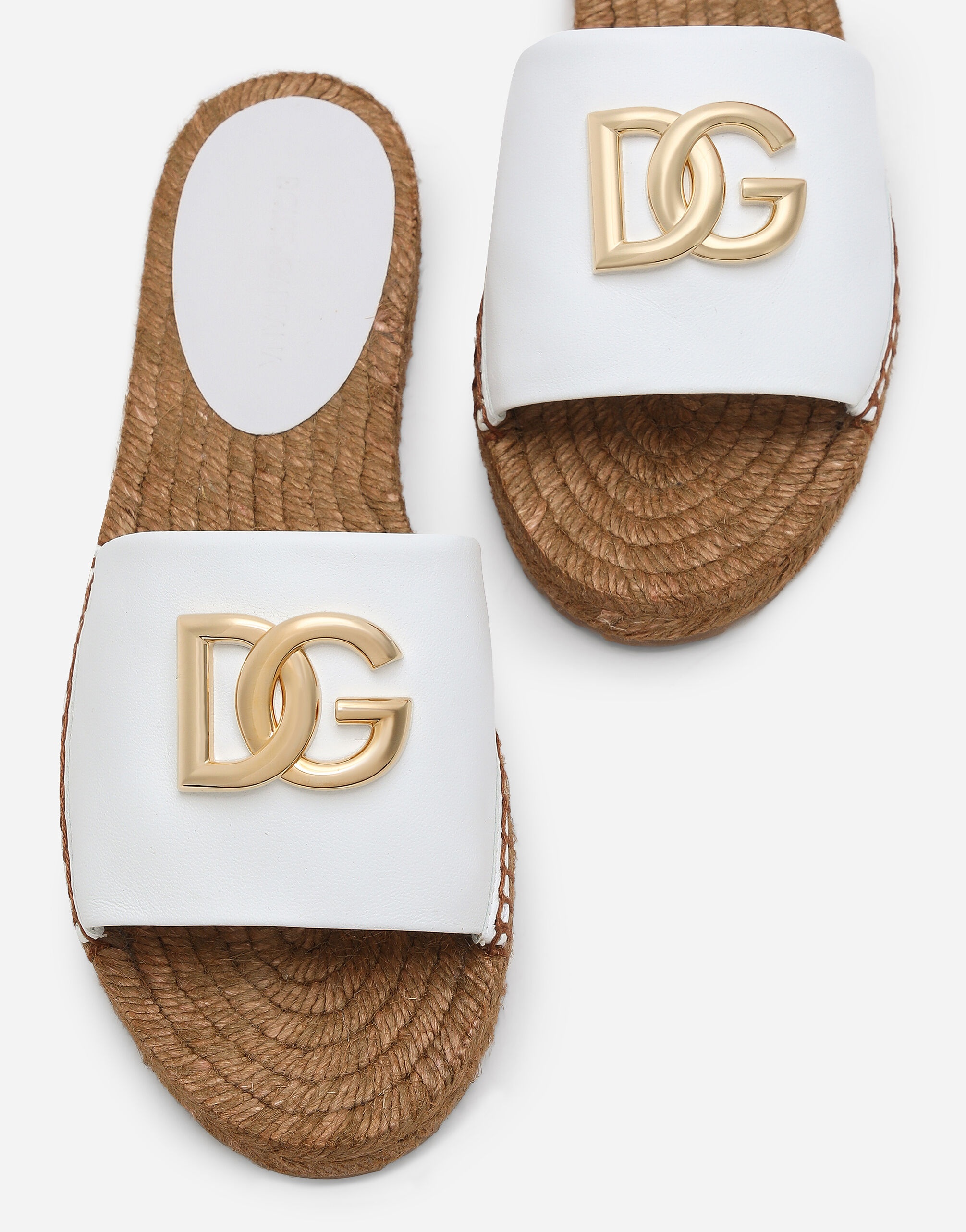 Nappa leather espadrille sliders with DG logo - 5
