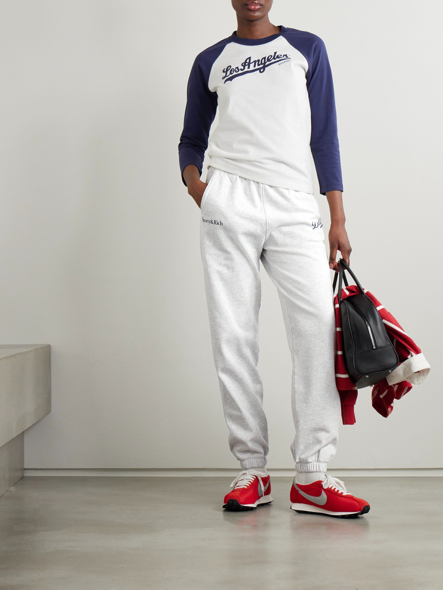 + LA Dodgers printed cotton-jersey sweatpants Light gray - 2
