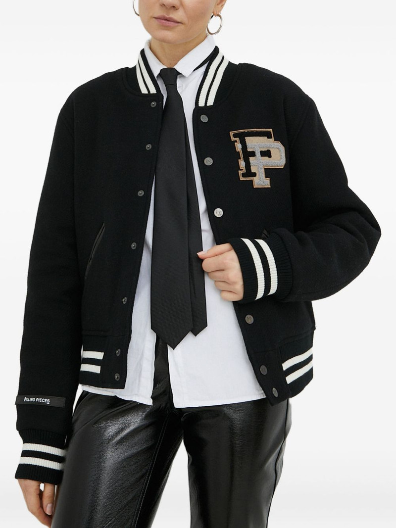 varsity-style logo-patch bomber jacket 1