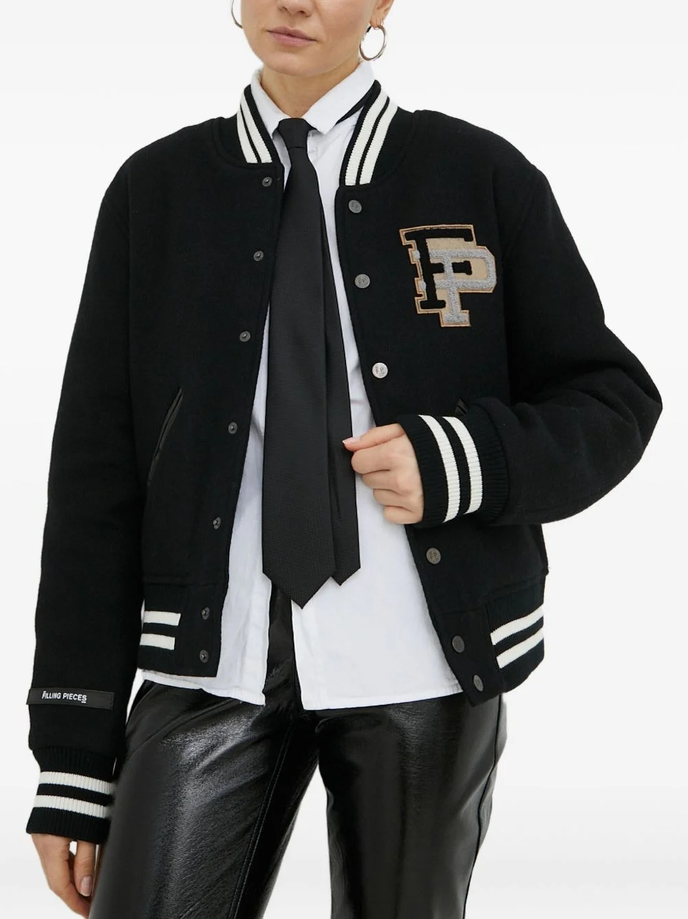 varsity-style logo-patch bomber jacket - 1