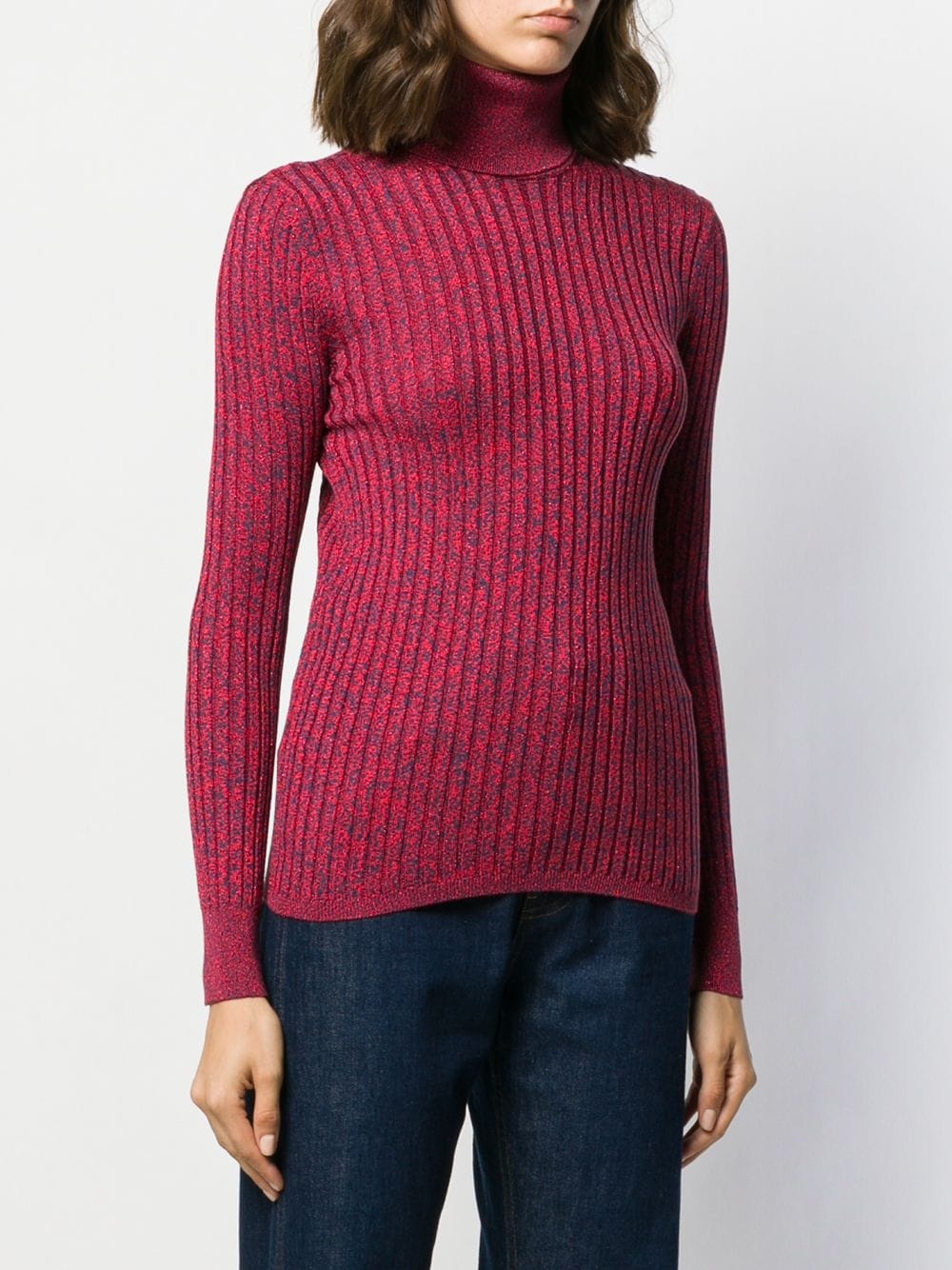 turtle neck ribbed sweater - 3