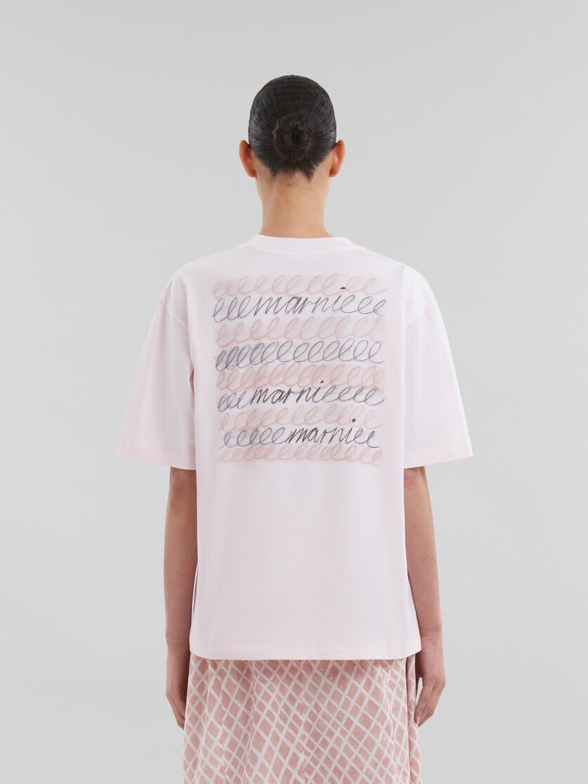 PINK ORGANIC COTTON BOXY T-SHIRT WITH REPEATED LOGO - 3