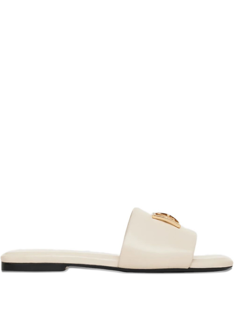 square-toe logo leather sandals 1