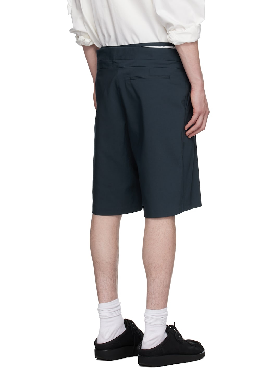 Navy Double Fold Suit Shorts - 3