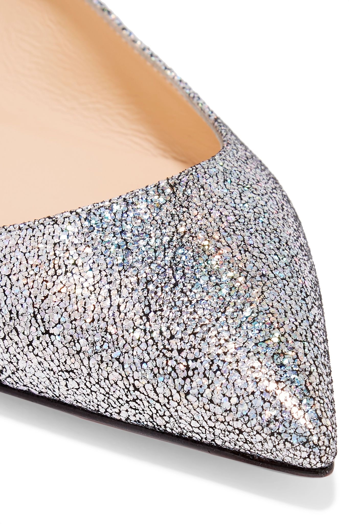 Ballalla iridescent glittered leather point-toe flats  - 5