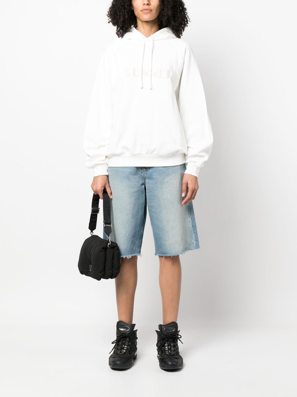 logo-embroidered cotton hoodie - 3