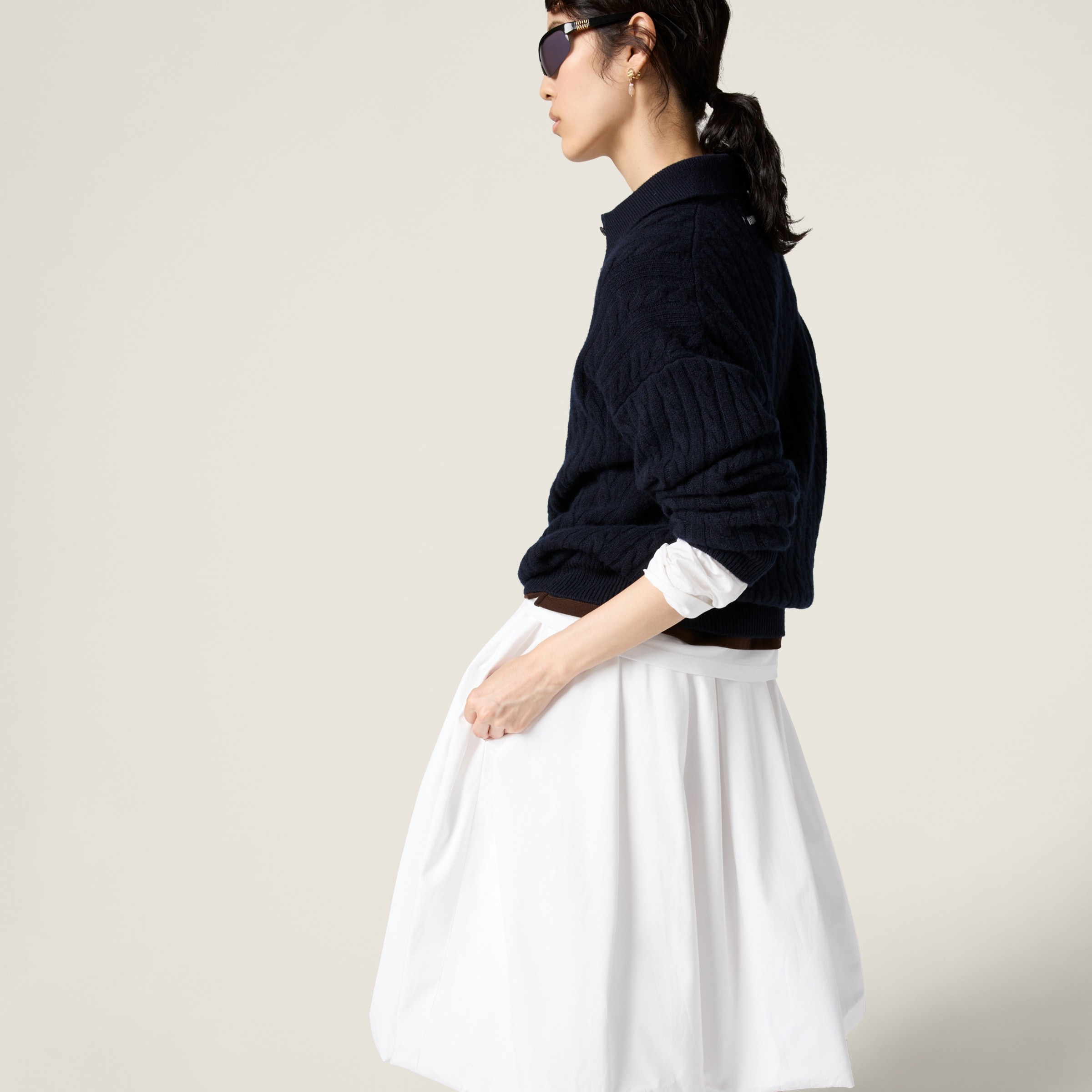 Poplin and jersey skirt - 4