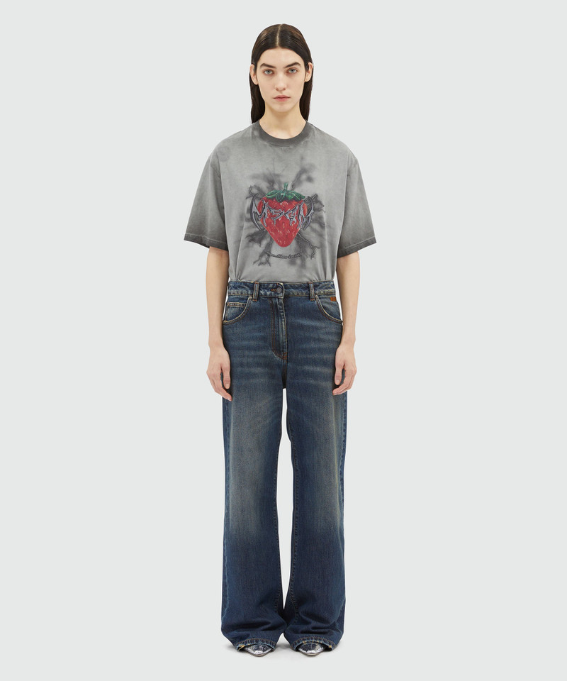 MSGM Wide-leg pre-washed effect dark blue denim pants outlook